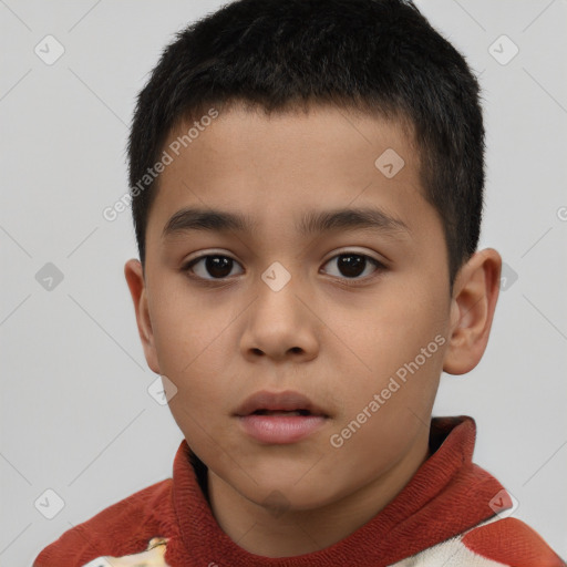 Neutral white child male with short  brown hair and brown eyes