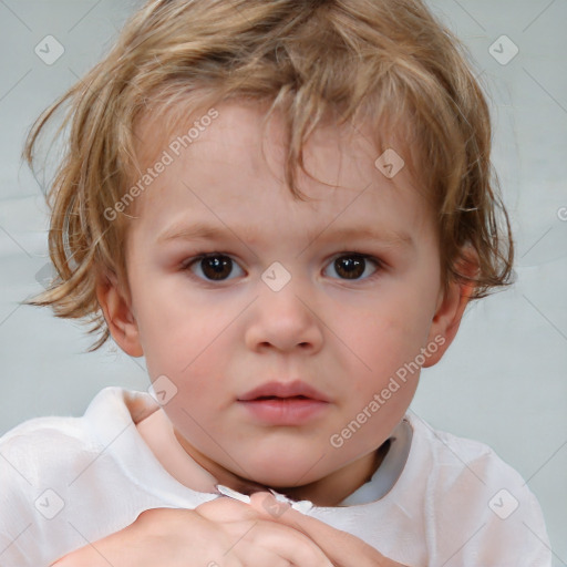 Neutral white child male with short  brown hair and brown eyes