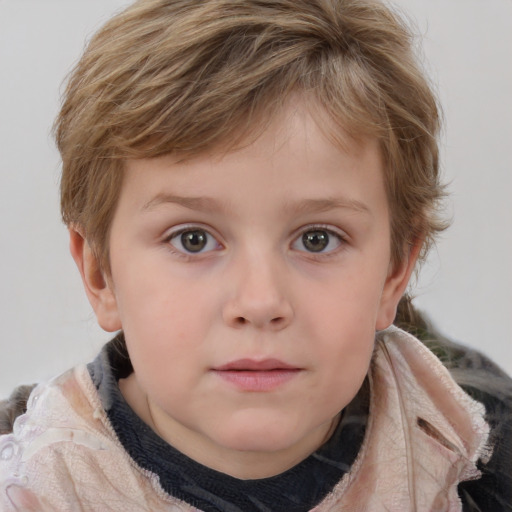 Neutral white child female with medium  brown hair and grey eyes