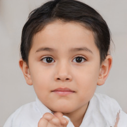 Neutral white child female with short  brown hair and brown eyes