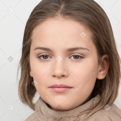 Neutral white child female with medium  brown hair and brown eyes