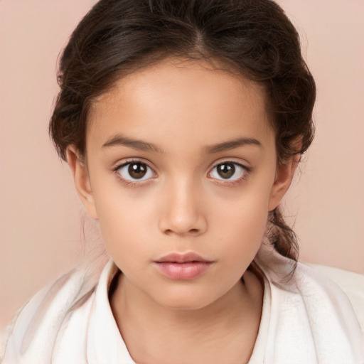 Neutral white child female with medium  brown hair and brown eyes