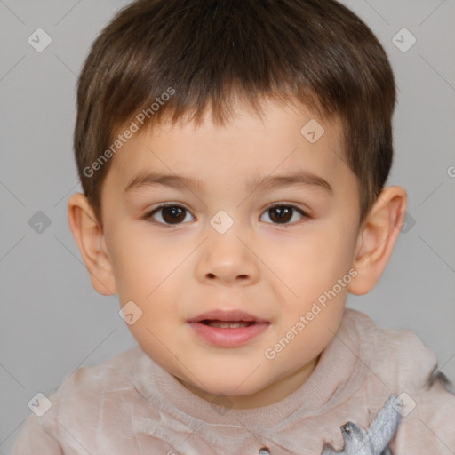 Neutral white child male with short  brown hair and brown eyes