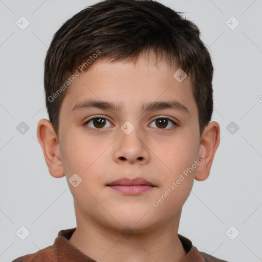 Neutral white child male with short  brown hair and brown eyes