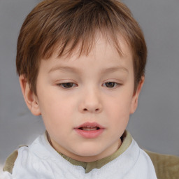 Neutral white child female with short  brown hair and brown eyes