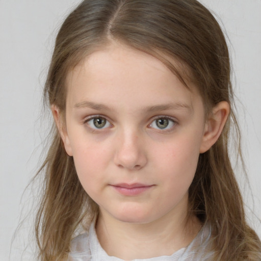 Neutral white child female with medium  brown hair and brown eyes