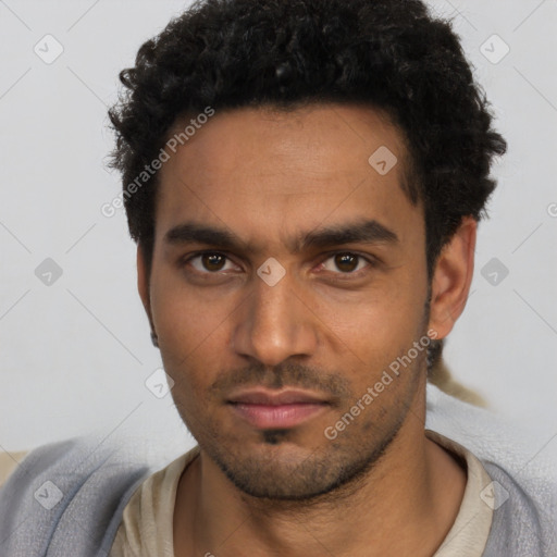 Neutral white young-adult male with short  black hair and brown eyes