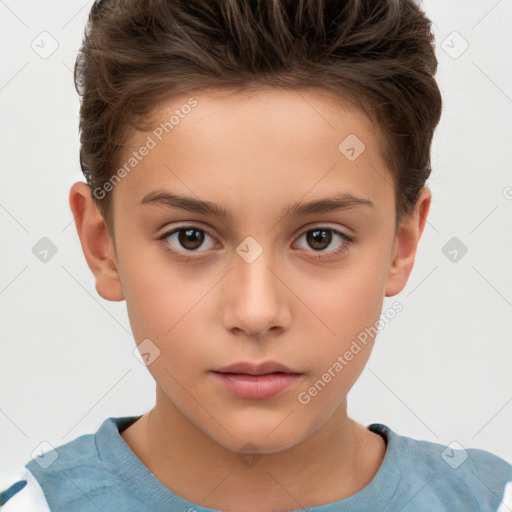 Neutral white child female with short  brown hair and brown eyes