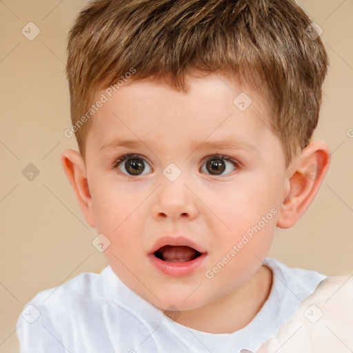 Neutral white child male with short  brown hair and brown eyes