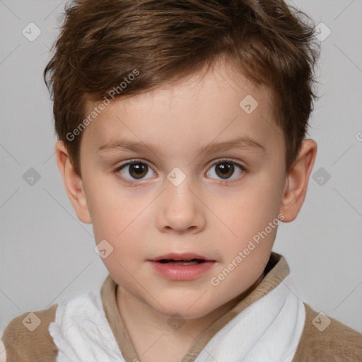 Neutral white child male with short  brown hair and brown eyes