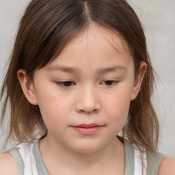 Neutral white child female with medium  brown hair and brown eyes