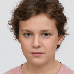 Neutral white child female with short  brown hair and brown eyes