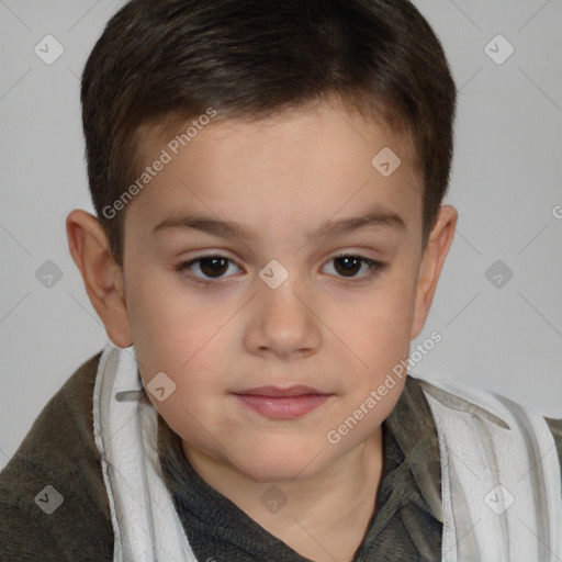 Neutral white child male with short  brown hair and brown eyes