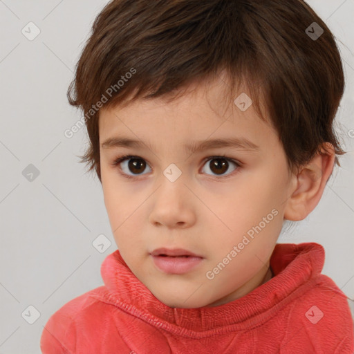 Neutral white child male with short  brown hair and brown eyes