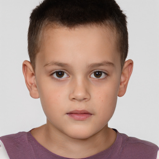 Neutral white child male with short  brown hair and brown eyes