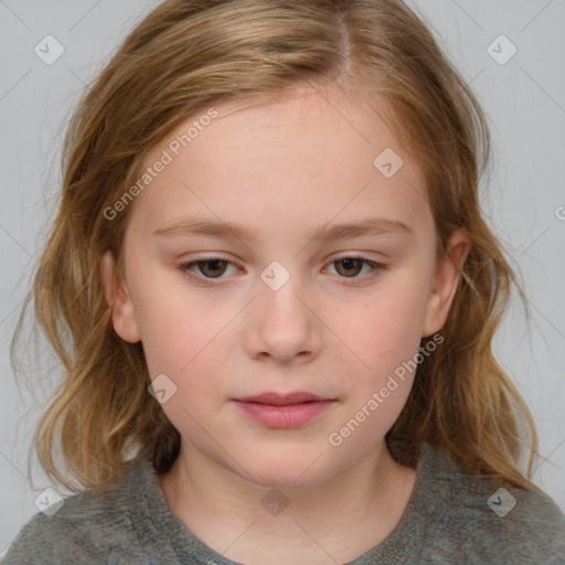 Neutral white child female with medium  brown hair and brown eyes