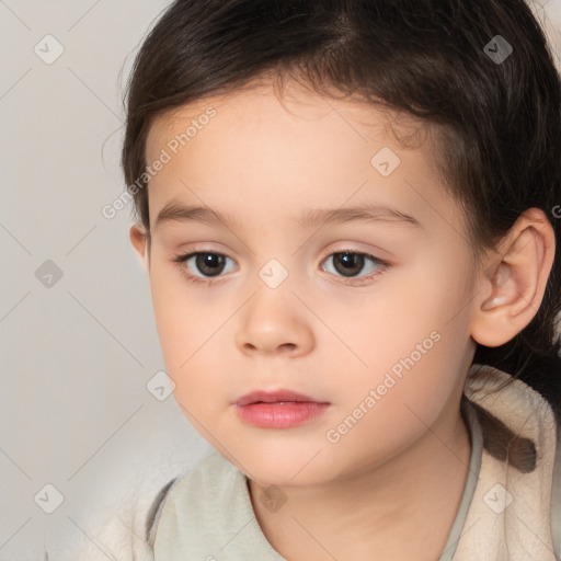 Neutral white child female with medium  brown hair and brown eyes