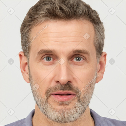 Neutral white adult male with short  brown hair and brown eyes