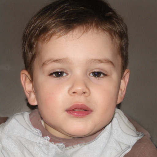 Neutral white child male with short  brown hair and brown eyes