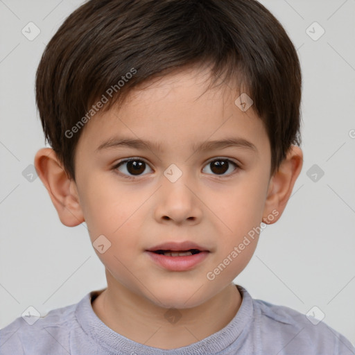 Neutral white child male with short  brown hair and brown eyes