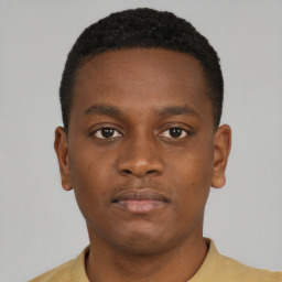 Neutral black young-adult male with short  brown hair and brown eyes