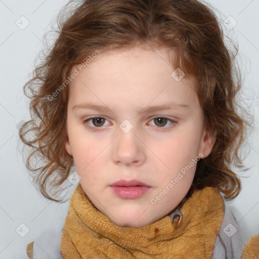 Neutral white child female with medium  brown hair and brown eyes