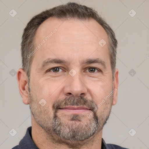 Neutral white adult male with short  brown hair and brown eyes