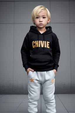 Chinese child boy with  blonde hair