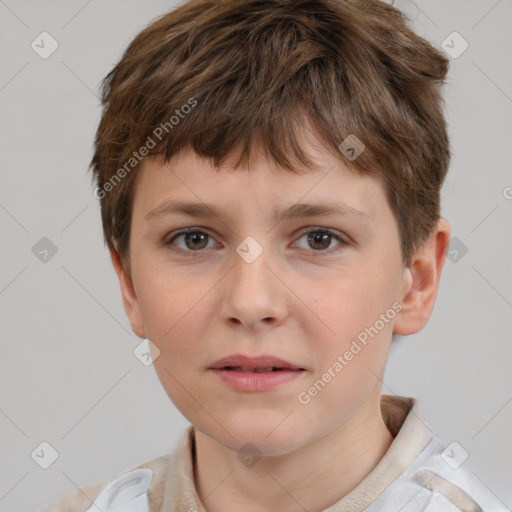 Neutral white child male with short  brown hair and brown eyes