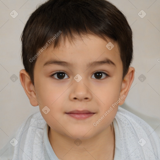 Neutral white child male with short  brown hair and brown eyes