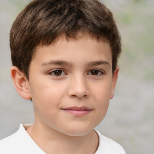 Neutral white child male with short  brown hair and brown eyes