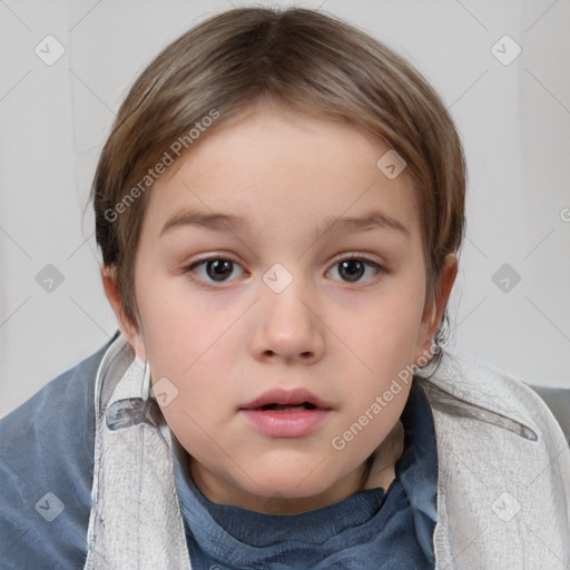 Neutral white child female with medium  brown hair and brown eyes