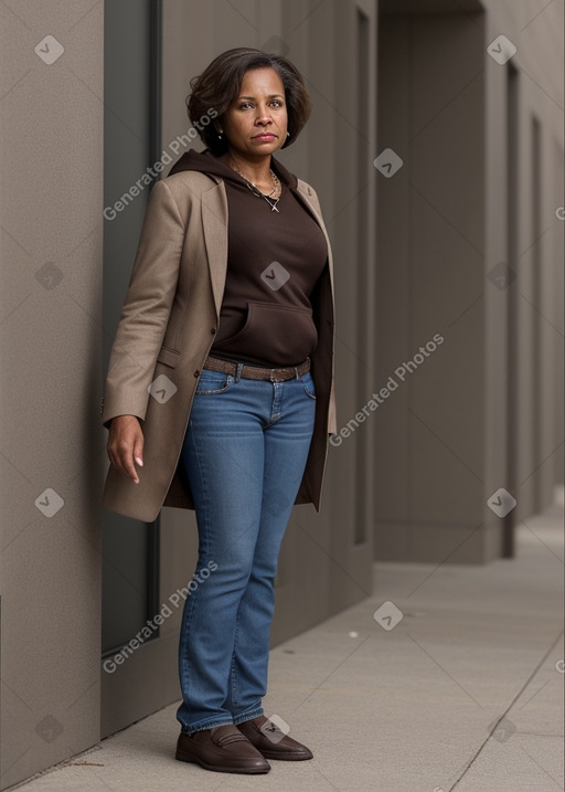 African american middle-aged female with  brown hair