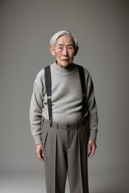 Mongolian elderly non-binary with  gray hair