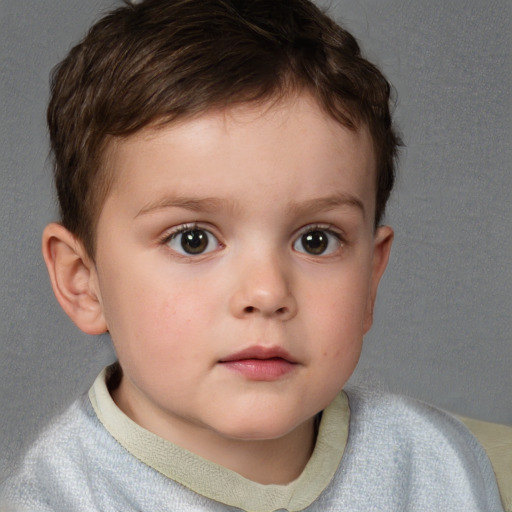 Neutral white child male with short  brown hair and brown eyes