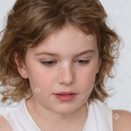 Neutral white child female with medium  brown hair and brown eyes