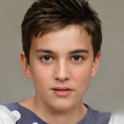 Neutral white child male with short  brown hair and brown eyes