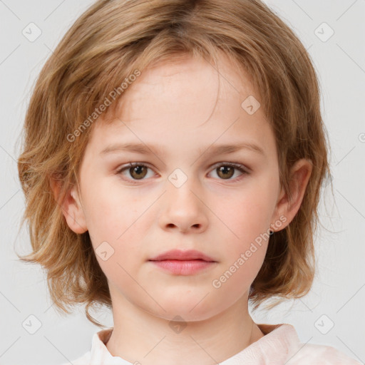 Neutral white child female with medium  brown hair and brown eyes