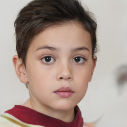 Neutral white child female with short  brown hair and brown eyes