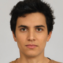 Neutral asian young-adult male with short  brown hair and brown eyes