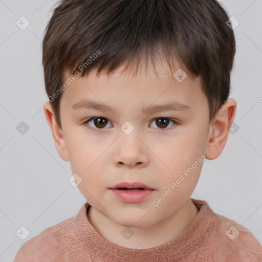 Neutral white child male with short  brown hair and brown eyes