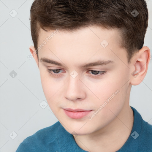 Neutral white child male with short  brown hair and brown eyes