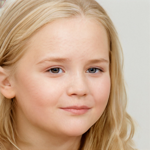 Neutral white child female with long  brown hair and brown eyes