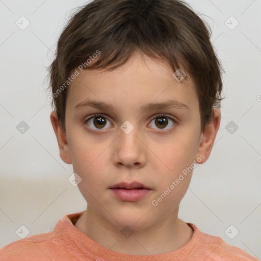 Neutral white child male with short  brown hair and brown eyes