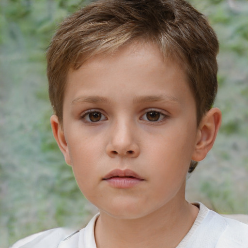 Neutral white child female with short  brown hair and brown eyes