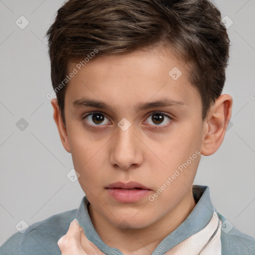 Neutral white child male with short  brown hair and brown eyes