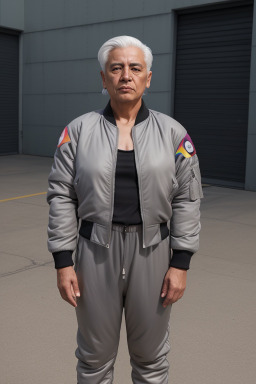 Bolivian adult non-binary with  gray hair