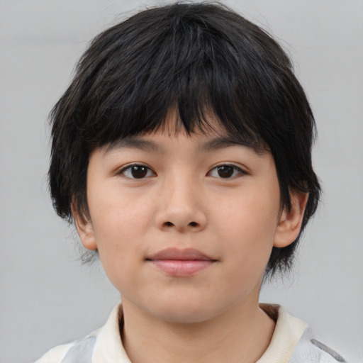 Neutral asian child female with medium  brown hair and brown eyes