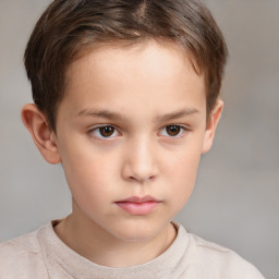 Neutral white child female with short  brown hair and brown eyes