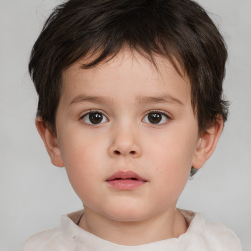 Neutral white child female with short  brown hair and brown eyes